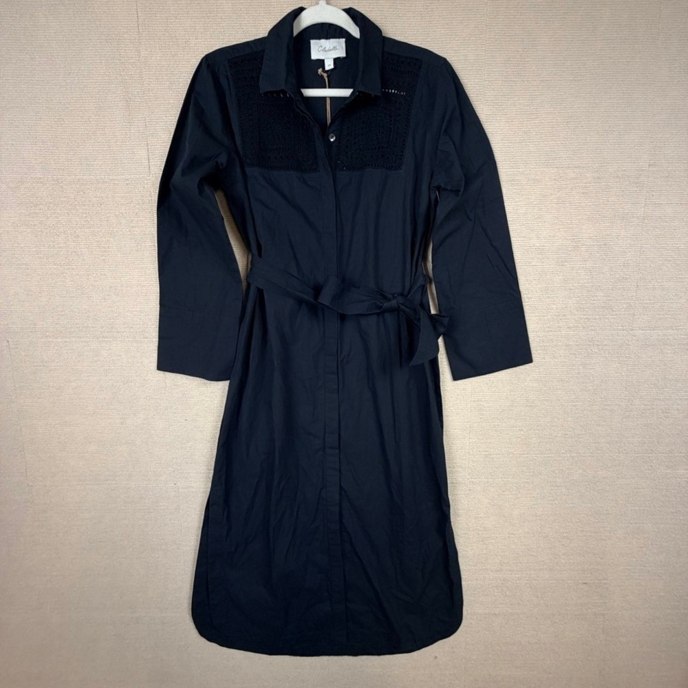 Cleobella Bailey Midi Dress Black Organic Cotton Crochet Lace XS
